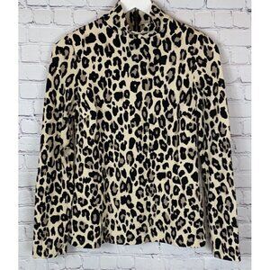 KATE SPADE NEW YORK Womens' Brown Leopard Mock Neck Shirt Back Zipper Size 6